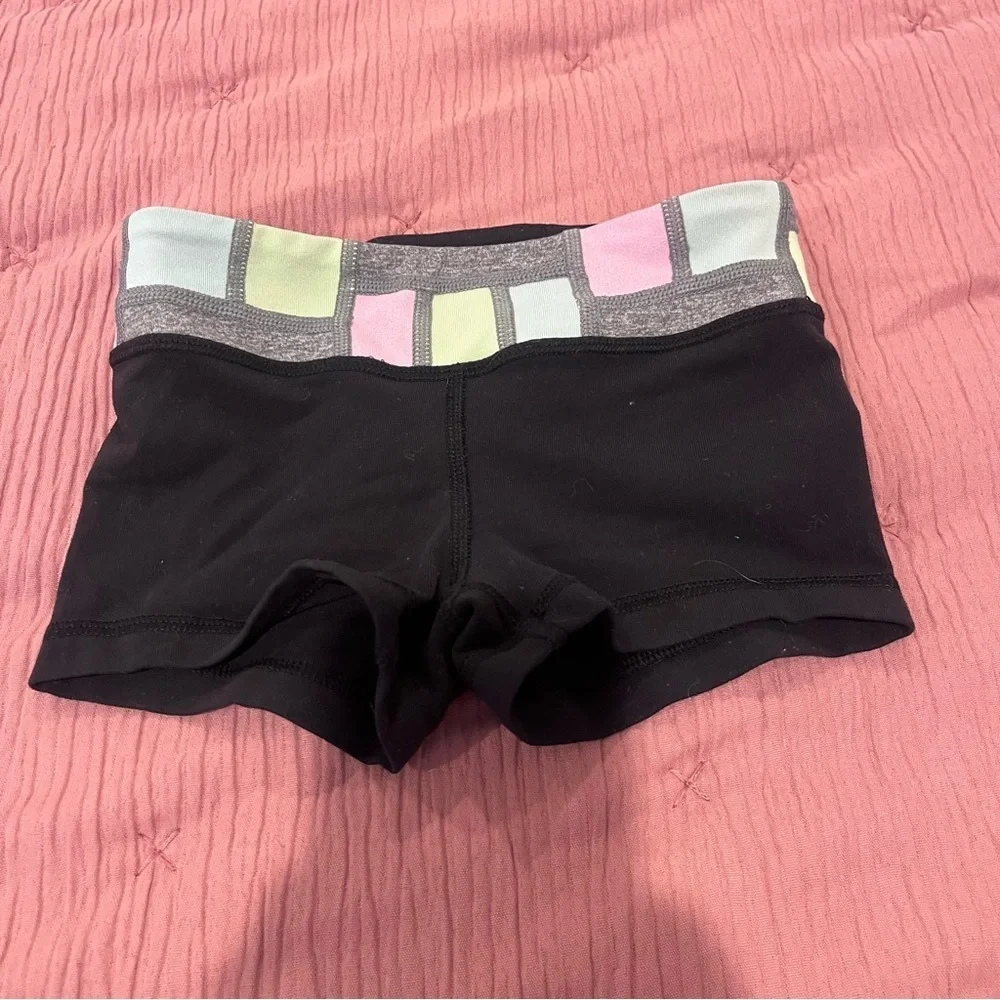 Ivivva Black Shorts with Pink and Gray Waistband reversible
